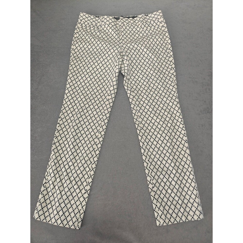 Banana Republic Sloan Women’s Size 6 Cream Black Geometric Stretch Pants